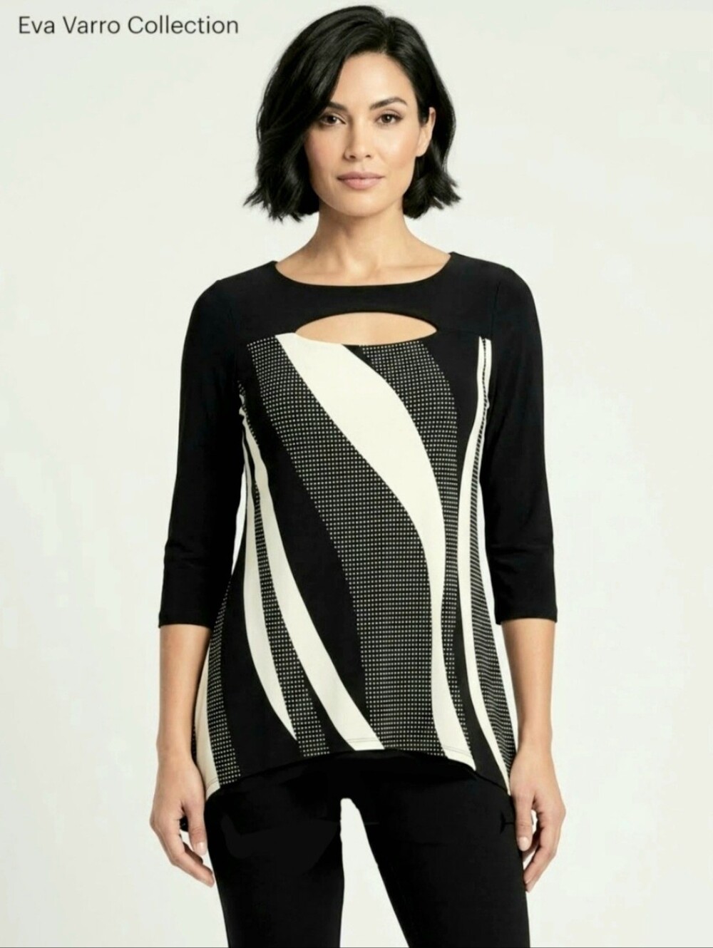 Eva Varro Peekaboo Cutout Asymmetric Tunic Top Size S